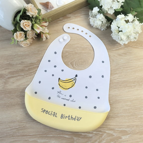 GOLDCOLIN Silicone Baby Bib Adjustable Waterproof Soft Unisex 10-72 Months,banana