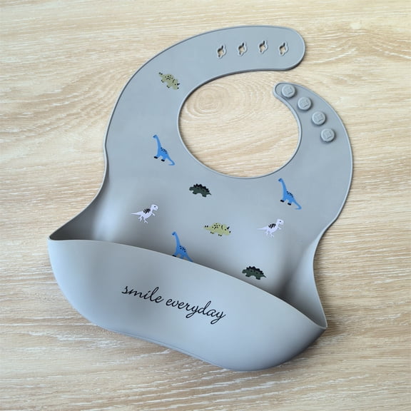 GOLDCOLIN Silicone Baby Bib Soft Adjustable Waterproof BPA Free Feeding Essentials, Many dinosaurs, Many dinosaurs