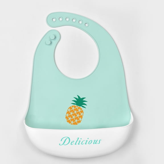 Silicone Baby Bib–Waterproof Adjustable Feeding Bib with Food Crumb Catcher–BPA-Free, Machine Washable, No-Mess Weaning Bib for Toddlers
