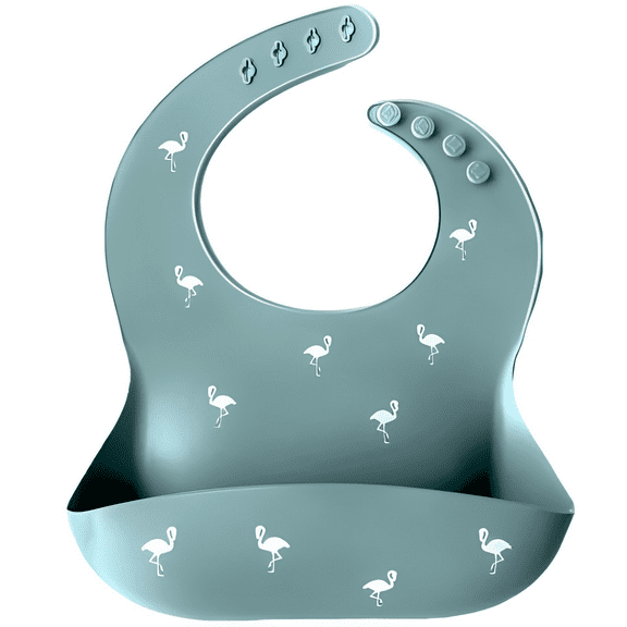 Silicone Baby Bibs - Waterproof and Adjustable Feeding Bib - Easy to Clean Material - Food Grade Silicone - Perfect for Boys and Girls - Flamingo, Ether