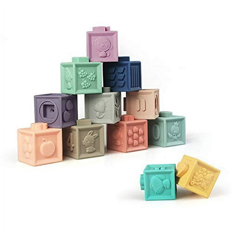 1Set Silicone Baby Toys Building Blocks Building Cubes For