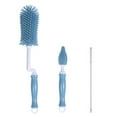 thumbnail image 1 of Silicone Baby Bottle Brush Set Cleans Deep Container Nipple or Straw with Rotation Long Handle, 3 in 1 Rubber Cleaning Kits Wash Infant Pacifier Teat Nozzle or Breast Pump by Spinning Lug, 1 of 5
