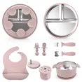 thumbnail image 1 of Silicone Baby Feeding Set, 10 Piece Baby Led Weaning Utensils Set, Baby Plates and Bowl Set, Baby Spoon and Fork, Sippy Cup with Straw, Baby Feeding Supplies Set （light pink), 1 of 5