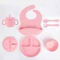 thumbnail image 1 of Silicone Baby Feeding Set Divided Plate, Bib, Fork, Spoon, Food Bowl, Water Cup, Six-Piece Baby Feeding Tableware Set, 1 of 1