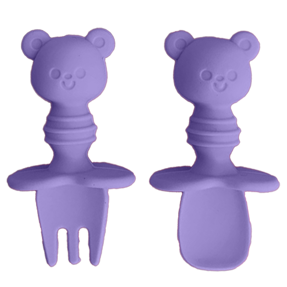 Silicone Baby Feeding Spoon and Fork Set l Baby Led Weaning, Toddler