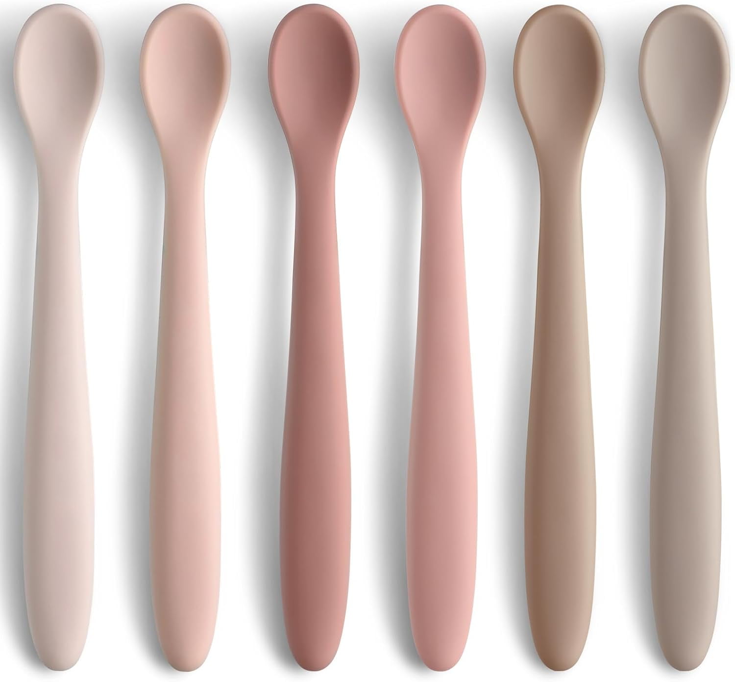 Aazon.co: 6-Piece Silicone Baby Feeding Spoons, First Stage Infant