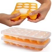 Silicone Baby Reusable Food Storage Tray 2 Pack - Pop Out 1oz Portion Silicone Stackable Freezer Tray, Snap-on Lid, Non Toxic BPA & PVC Free, Dishwasher &Microwave Safe, Healthy Meal Prep, Gift