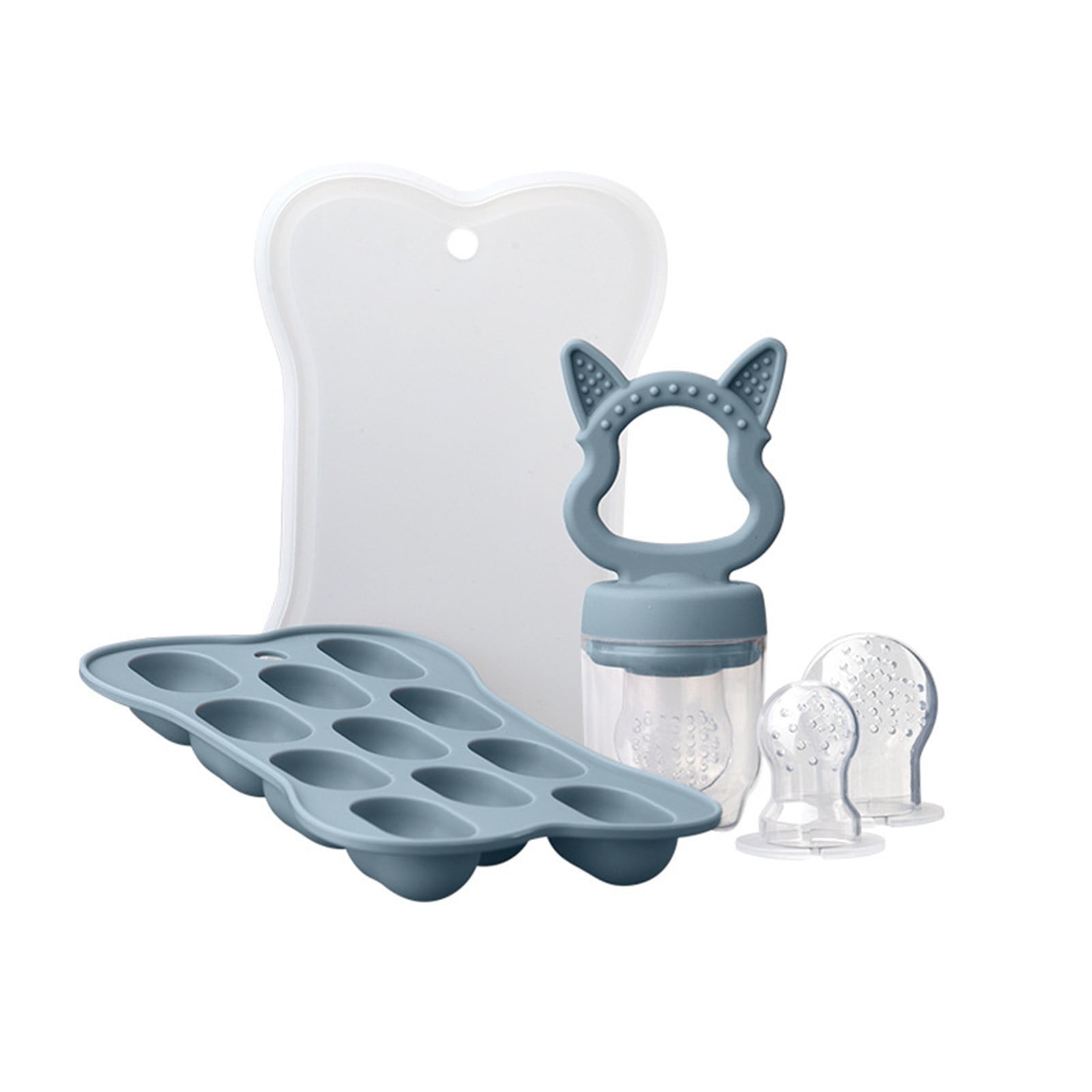 Silicone Baby Fruit Feeder & Breastmilk Moulds Freezer Tray with Lid, 1