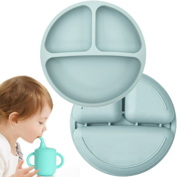 Silicone Baby Plates and Sippy Cup for Kids and Toddler | Training Straw Cups | Divided and Microwave Safe Plates for Kids | BPA-Free Non-Slip Design | Baby Feeding Essentials