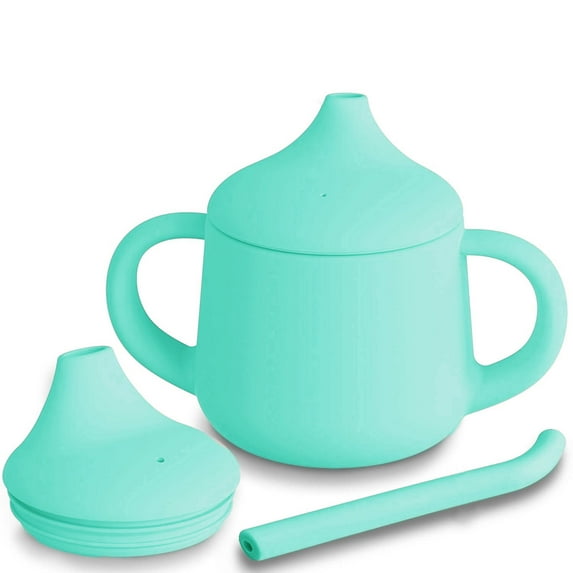 Silicone Baby Sippy Cups | 3 Stages Training Cup Straw Cup for Infants Toddlers and Kid | 6 oz 1 Pack Kids Water Bottles for Toddlers 1-3