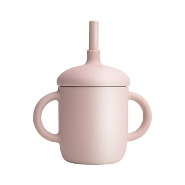 Silicone Baby Sippy Cups, 3 Stages Training Cup Straw Cup for Infants Toddlers and Kid, Children Daily Hydration, 4oz(1Pack)(Pink)