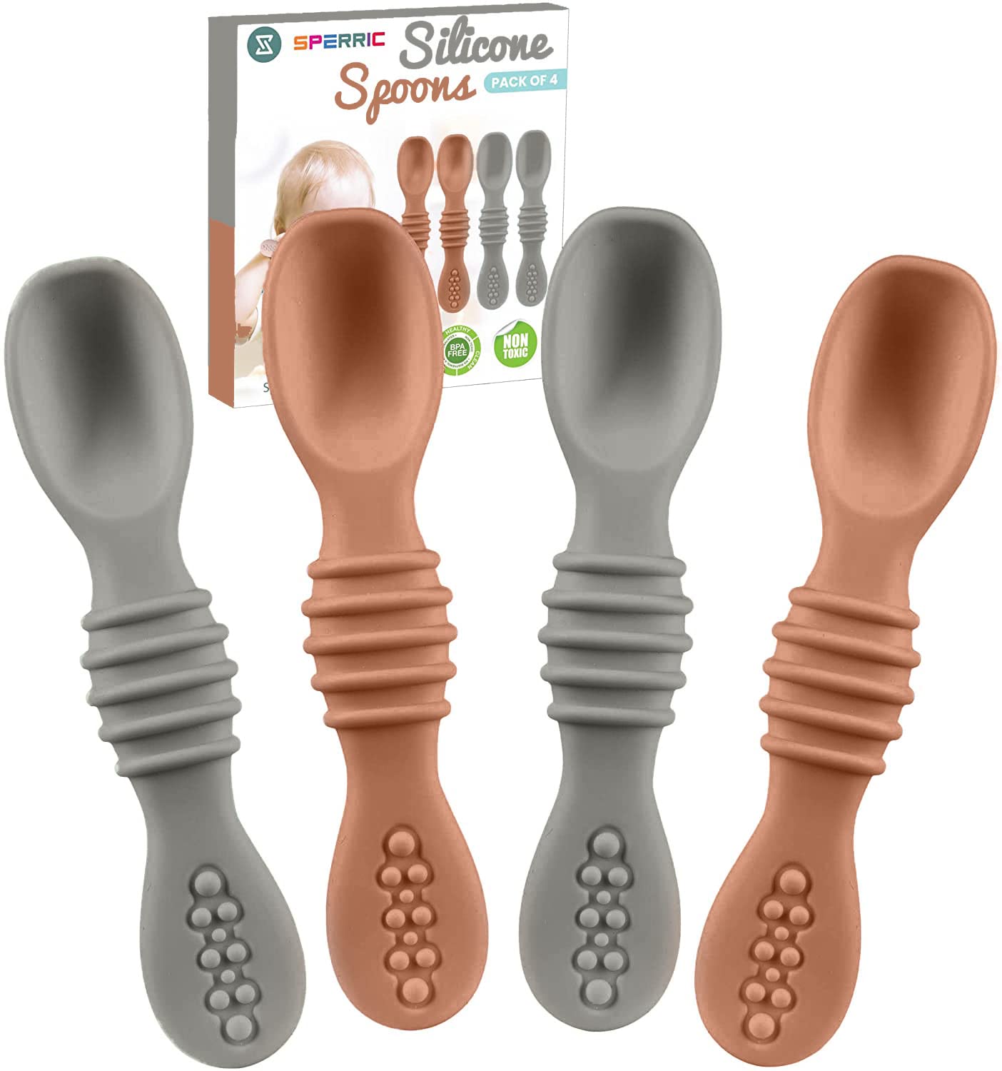 Sperric Silicone Baby Spoons for Baby Led Weaning 4 Pack, BPA Lead ...