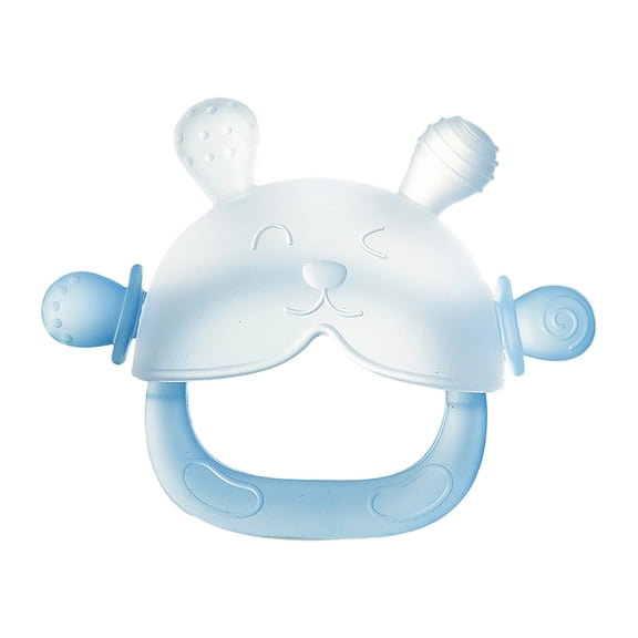 Silicone Baby Teether Toy for Infants 3-12 Months, Silicone Anti-Drop Baby Mitten Teether for Soothing Teething Pain Relief, Newborn Essentials, BPA FreeBlue