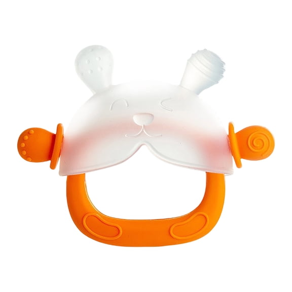 Silicone Baby Teether Toy for Infants 3-12 Months, Silicone Anti-Drop Baby Mitten Teether for Soothing Teething Pain Relief, Newborn Essentials, BPA FreeOrange