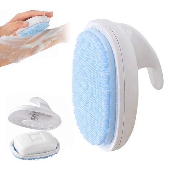 Silicone Back Scrubber, 2026 New Detachable Curved Long Handle Brush with Built-in Soap Reservoir, Quick-Drying Non-Slip Grip, Thorough Cleansing & Gentle Exfoliation for Hard-to-Reach Back