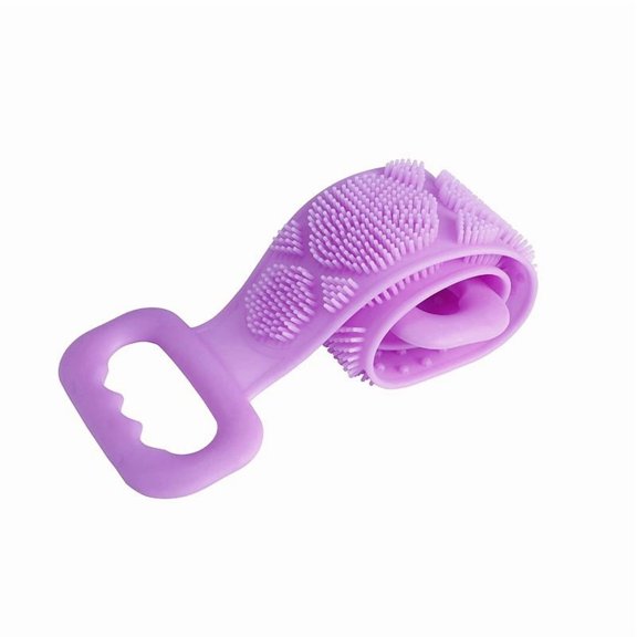 Silicone Back Scrubber Belt, Double Sided Shower Body Brush | Extended Strap With Gripping Handles, Dual Textured Surfaces, Quick Rinse Silicone