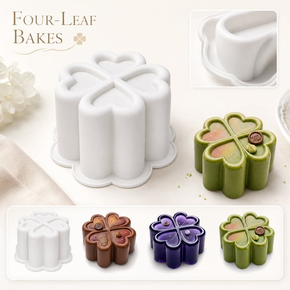 Silicone Bakeware, Heart Silicone Molds for Baking, Four Leaf Clover Heart Baking Mold, Silicone Heart Mold, Single Cavity 4.75X4.75X2.75 Inch -Safe Easy Demolding Diy French