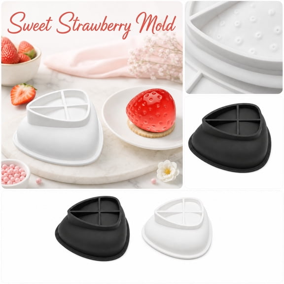 Silicone Baking, 4-Inch Large Single Cavity Strawberry Mousse Cake Mold, Non Stick Black Silicone Baking Mold, Easy to Release French Pudding Molds for Baking, Sturdy Safe