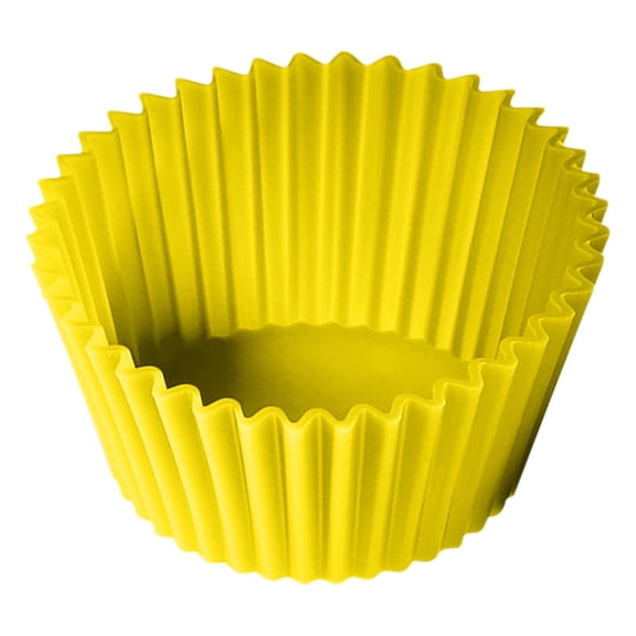 Silicone Baking Cups 2.5 Inch Jumbo Reusable Cupcake Liners, Giant Cupcake Mold Non-stick Extra Large Muffin Pans Big Cupcake Holders (Pack of 1, Yellow)