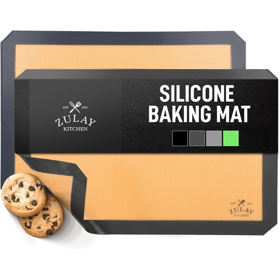 Silicone Baking Mat 2 Pack  16.5"11.6" BPA-Free Reusable Baking Sheet, Heat Resistant 480F  Non-Slip Border, Perfect for Cookies, Bread, Pastries & Oven Use - (Dark Gray)