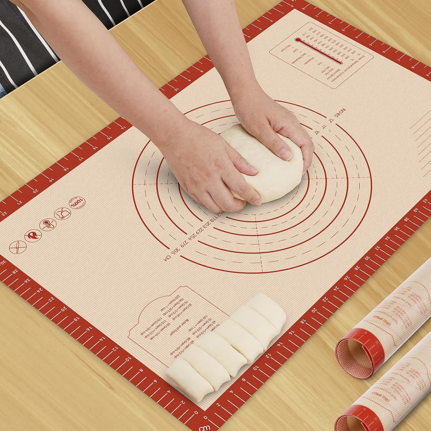 Silicone Baking Mat - 26x16 Thickened Pastry Dough with Measurement Non-Stick For Rolling, Bread, Oven Liner, Kitchen Counter, Fondant/Pie Crust