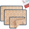 thumbnail image 1 of Silicone Baking Mat Macaron - Set of 3 (2 Half Sheet Liners and 1 Quarter Sheet), Non Stick Silicon Cookie Oven Liner For Macaroons, Bake Pans, Pizza, Toaster, Cake and Bread Making (16.5x11.6, Grey), 1 of 16
