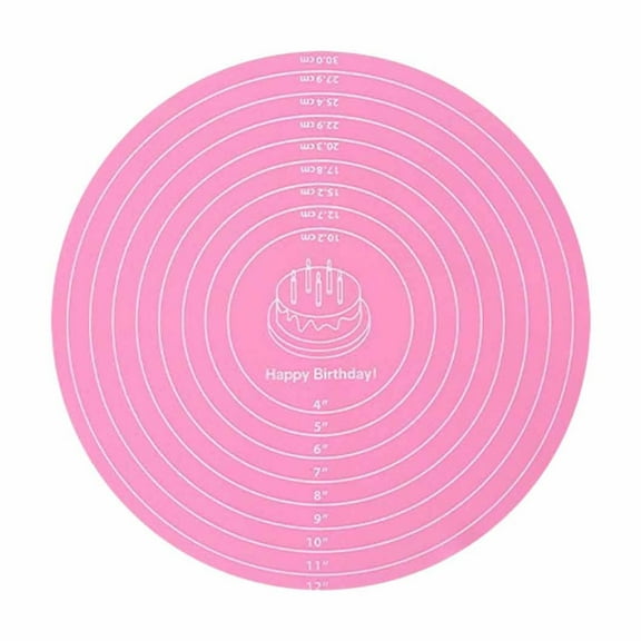 Silicone Baking Mat with Measurements 12 Inch Round - Non-Stick Reusable Cookie Mat for Cake Decorating, Dough Rolling, Pizza Making, Heat Resistant Pastry Pad