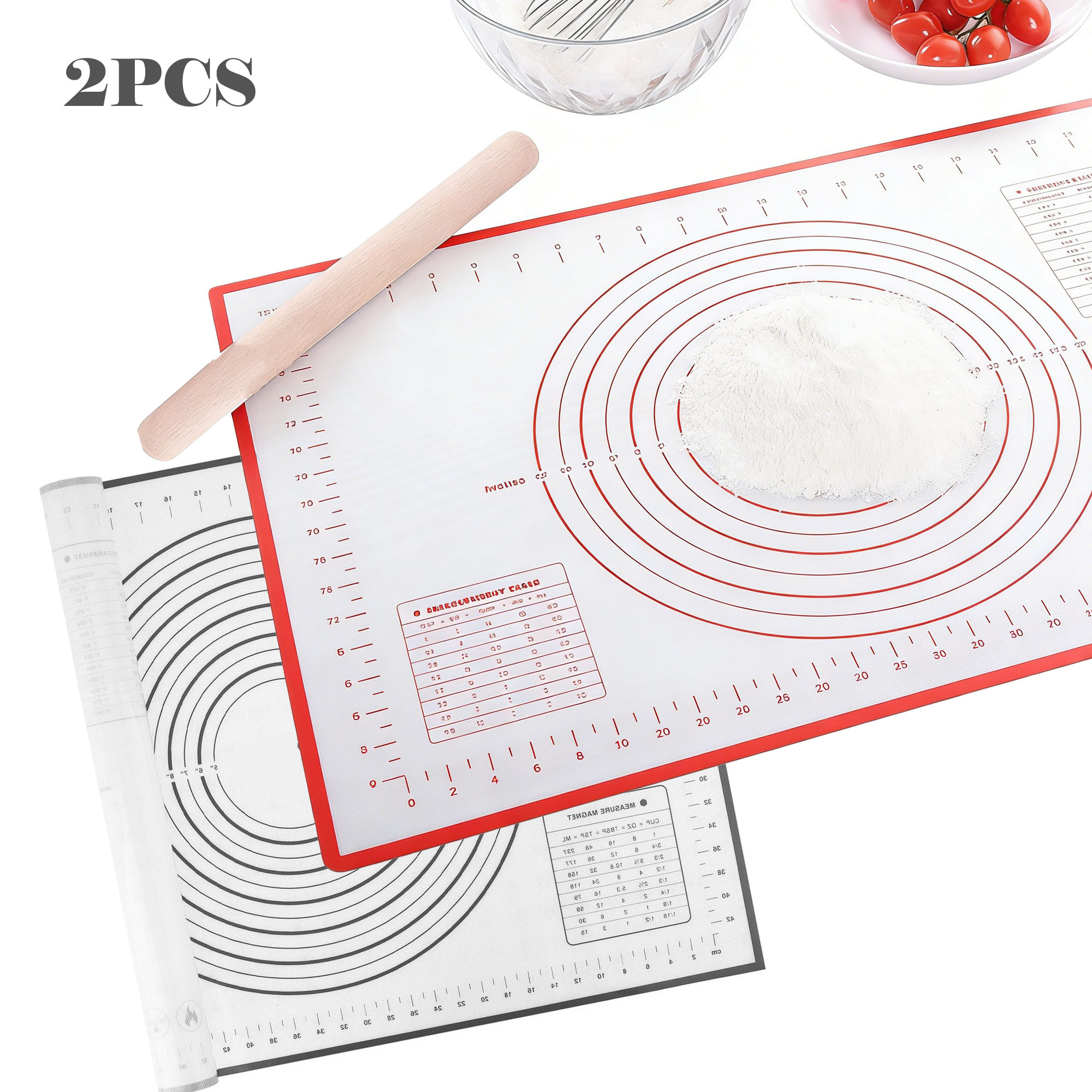 Silicone Baking Mat,Non Stick Rolling Dough with Measurements for Pie ...