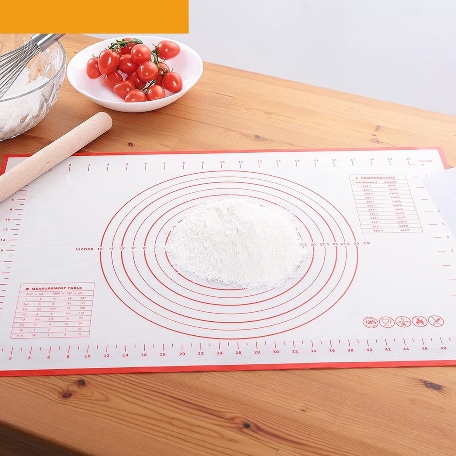 Silicone Baking Mat，Non Stick Rolling Dough for Pie Pizza Cookies Fondant Making，Extra Thick Non Slip Silicone Pastry Mat
