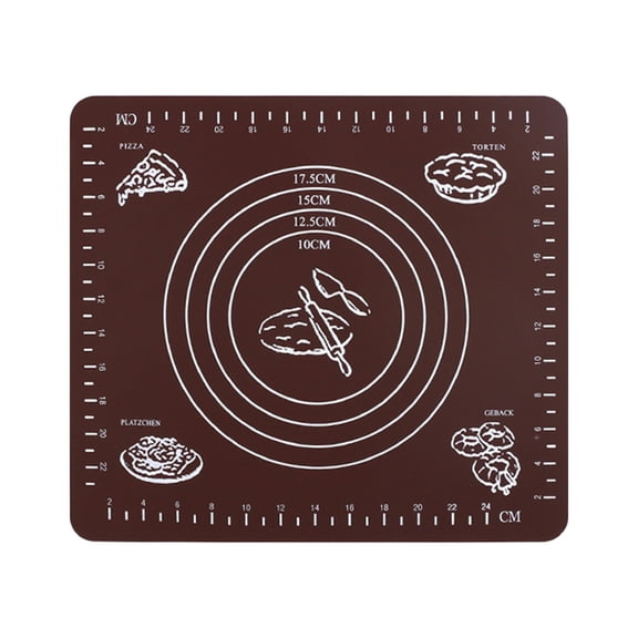 Silicone Baking Mat,Rectangle Silicone Cake Mat With Measurements,Silicone Rolling Mat,Reusable Non-Stick Cake Turntable Mats,Cookie Pad For Rolling Dough,Baking Mat,(Coffee,11.4x10.23 in)
