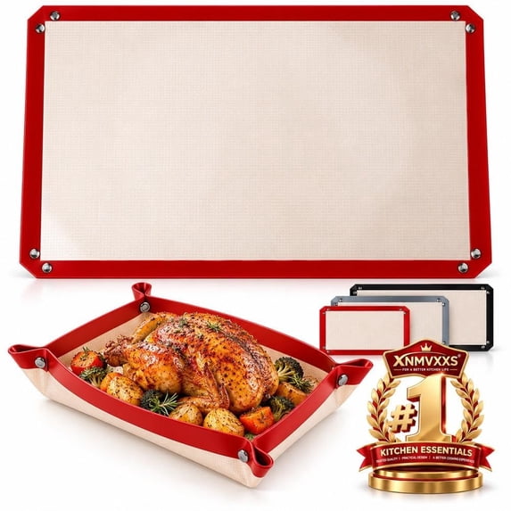 Silicone Baking Mat Reusable Leakproof Snap-Corner Baking Tray Nonstick ...
