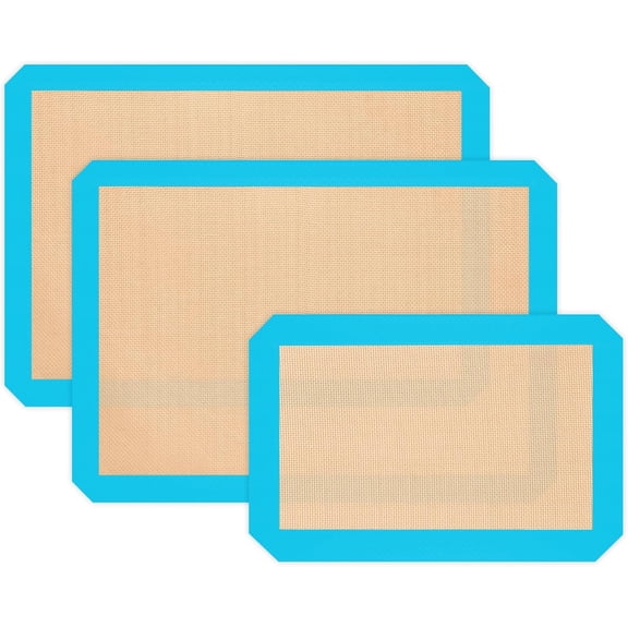Silicone Baking Mat, Reusable Silicone Mats for Baking Set of 3, Non-Stick Baking Supplies for Pastries, Cookies, Macaroons, Bread
