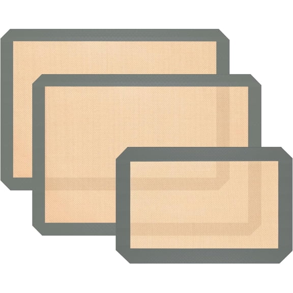 Silicone Baking Mat, 3 Pack Reusable Sheet, Non-Stick  Food Safe Mats for Making Cookies Macaroons Bread, Supplies Accessories