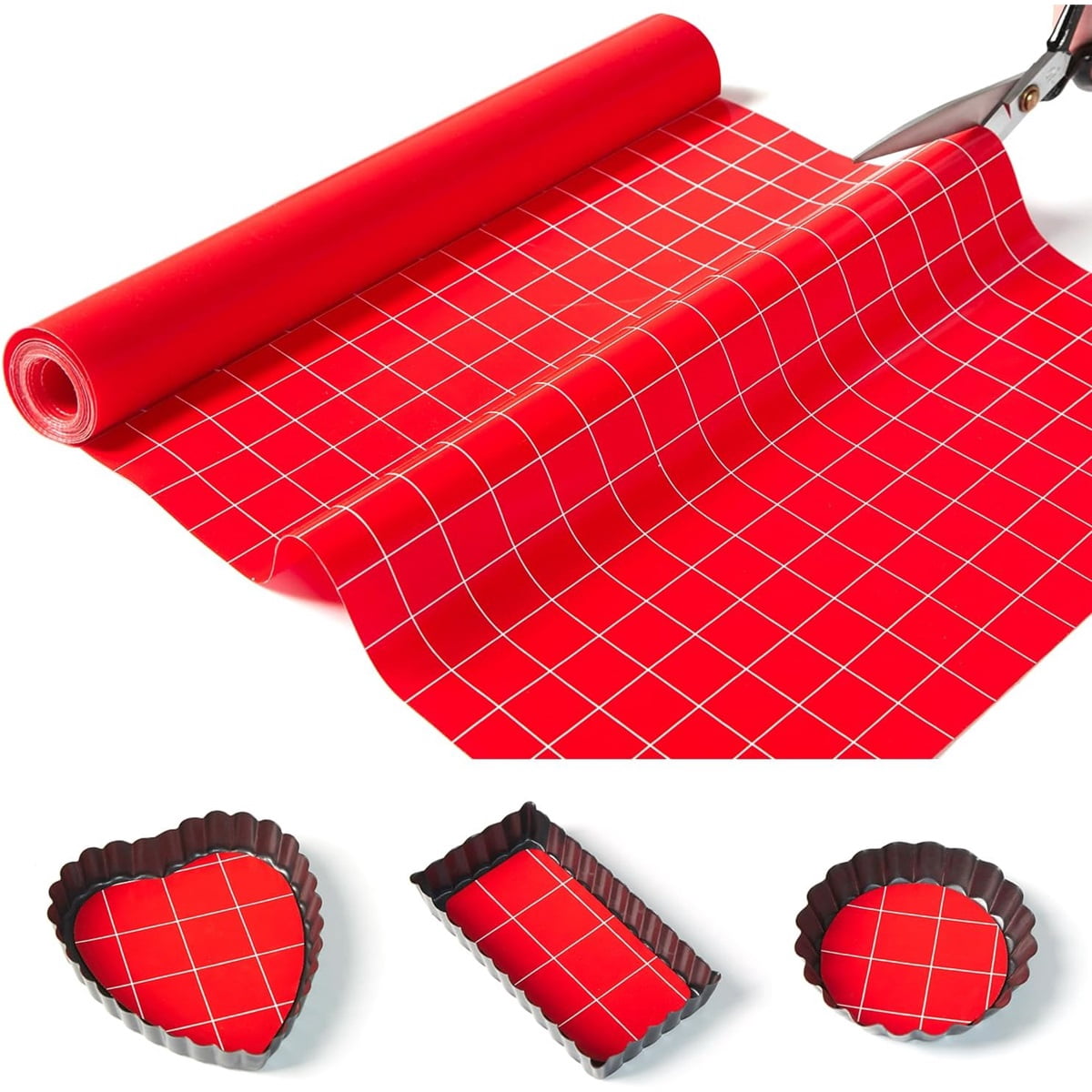 Silicone Baking Mat Roll 12IN*9.8FT Free Cutting, Non-Slip Pastry Mat, Non-Stick Reusable Air Fryer Liner, Oven Liners, Counter Mat, Freeze Dryer Mat, Easily Cut to Size Fit All Ovens Pans Tins