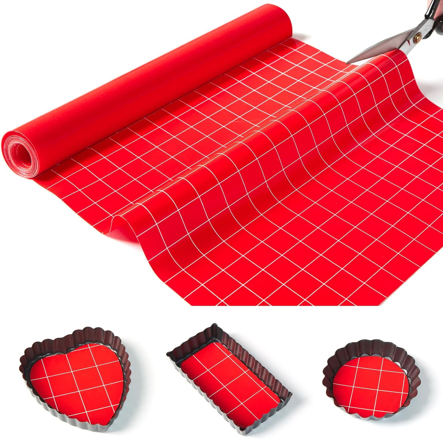 Silicone Baking Mat Roll 16IN*5FT Free Cutting Non-Slip Pastry Mat Non-Stick Reusable Air Fryer Liner Oven Liners Freeze Dryer Easily Cut to Size Fit All Ovens Pans Tins Dishes
