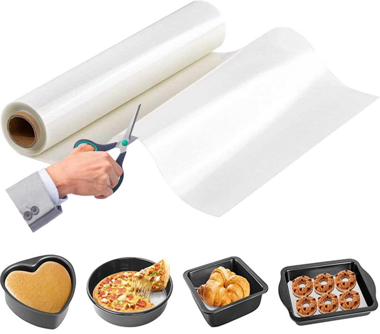 Silicone Baking Mat Roll,Bexikou 11.8IN x 6FT No Slip Silicone Pastry Mat,Reusable Freeze Dryer Mat,Non-Stick Air Fryer Oven Liner,Washable Oil-Proof Refrigerator Liner
