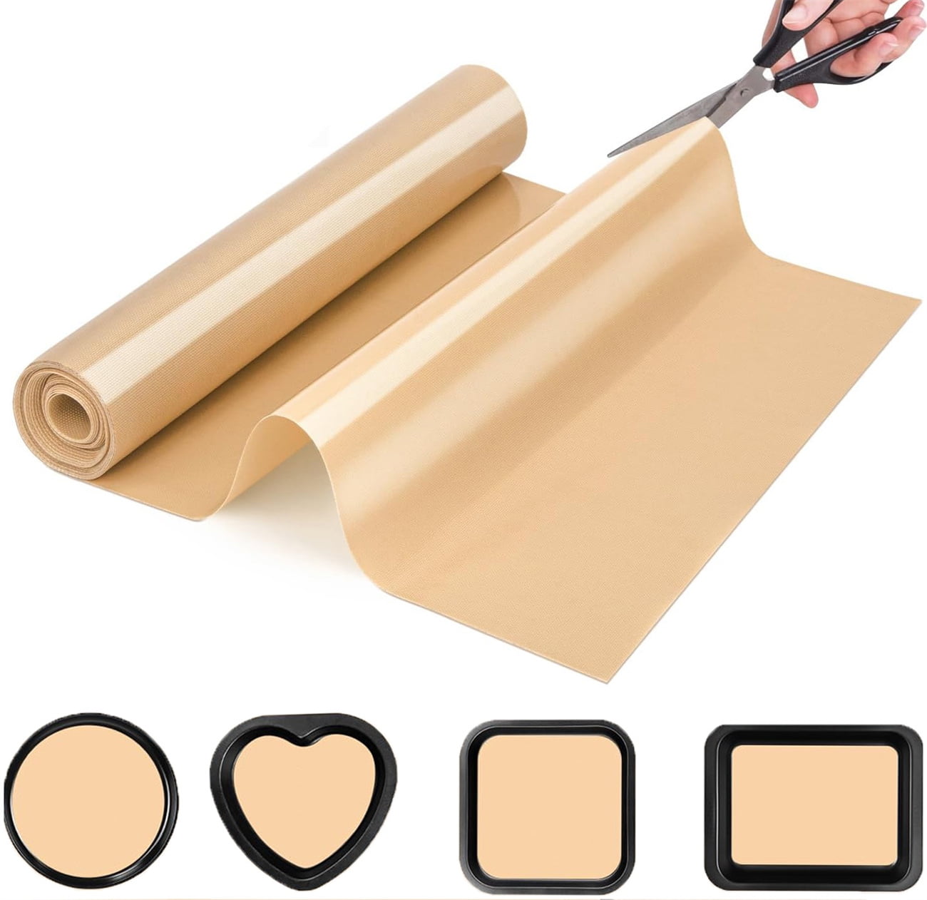 Silicone Baking Mat Roll,Bexikou 12in x 6ft Non-Slip Silicone Pastry Mat, Non-Stick Reusable Air Fryer Linner,Countertop Protector Mat,Cut to Size Oven Liner, Freeze Dryer Mat for Kitchen Home Bakery