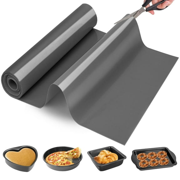 Silicone Baking Mat Roll - Non Stick, Heat Resistant Pastry Mat for Macarons, Bread, Cookies | Kitchen Countertop Protector | Dough Rolling Mat Gray