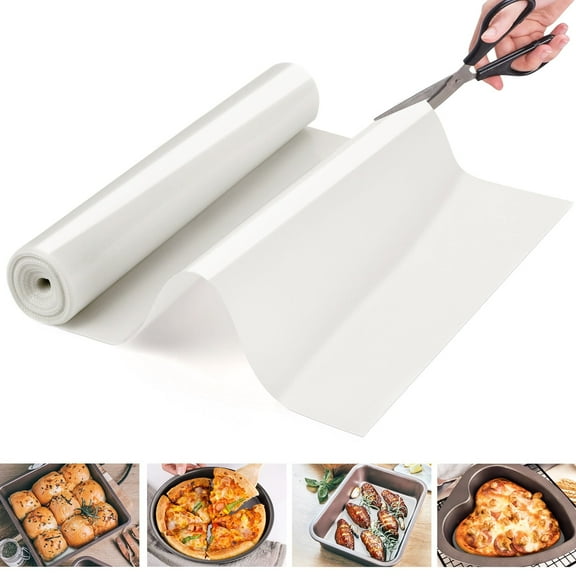 Silicone Baking Mat Roll - Non Stick, Heat Resistant Pastry Mat for Macarons, Bread, Cookies | Kitchen Countertop Protector | Dough Rolling Mat White