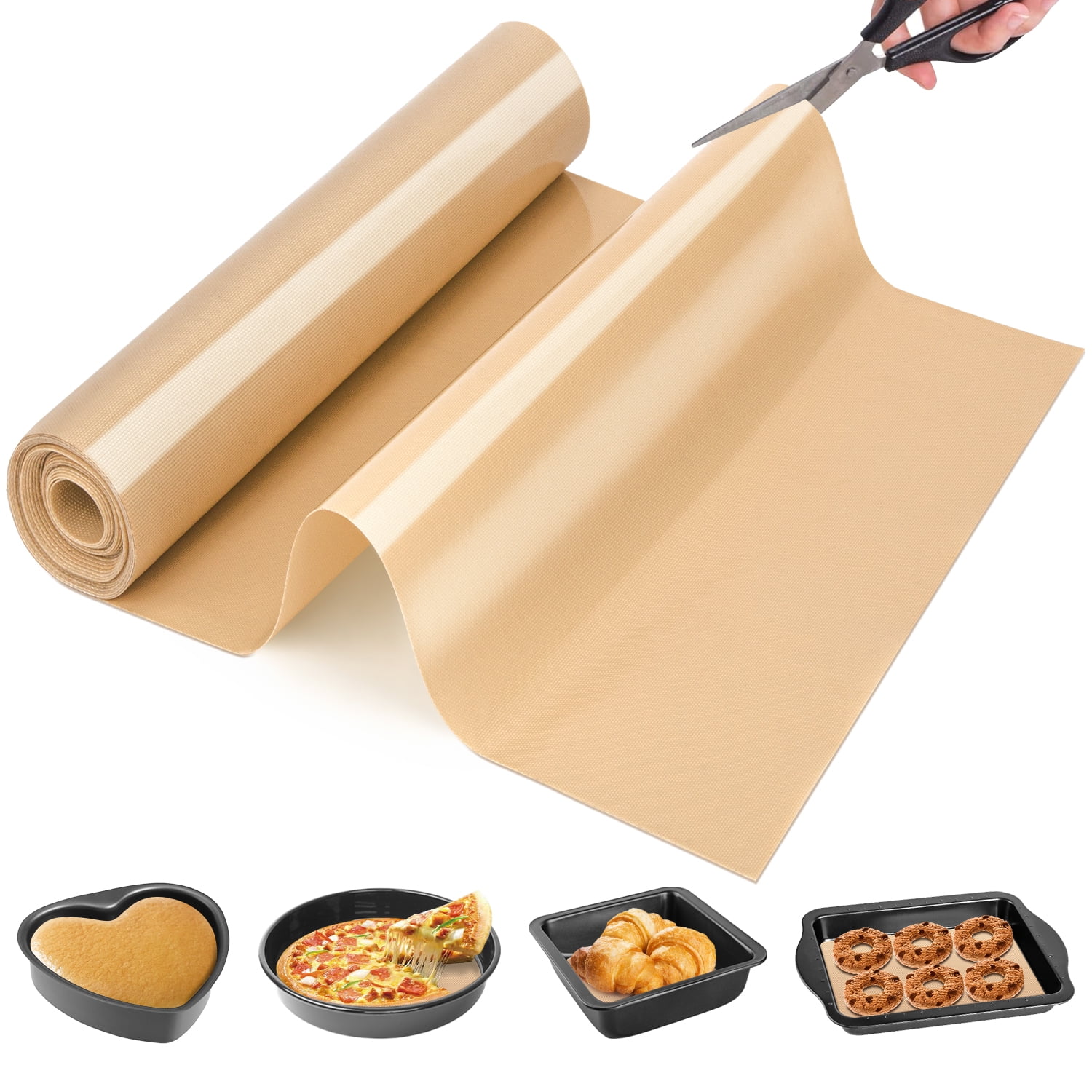 Silicone Baking Mat Roll - Non Stick, Heat Resistant Pastry Mat for Macarons, Bread, Cookies | Kitchen Countertop Protector | Dough Rolling Mat