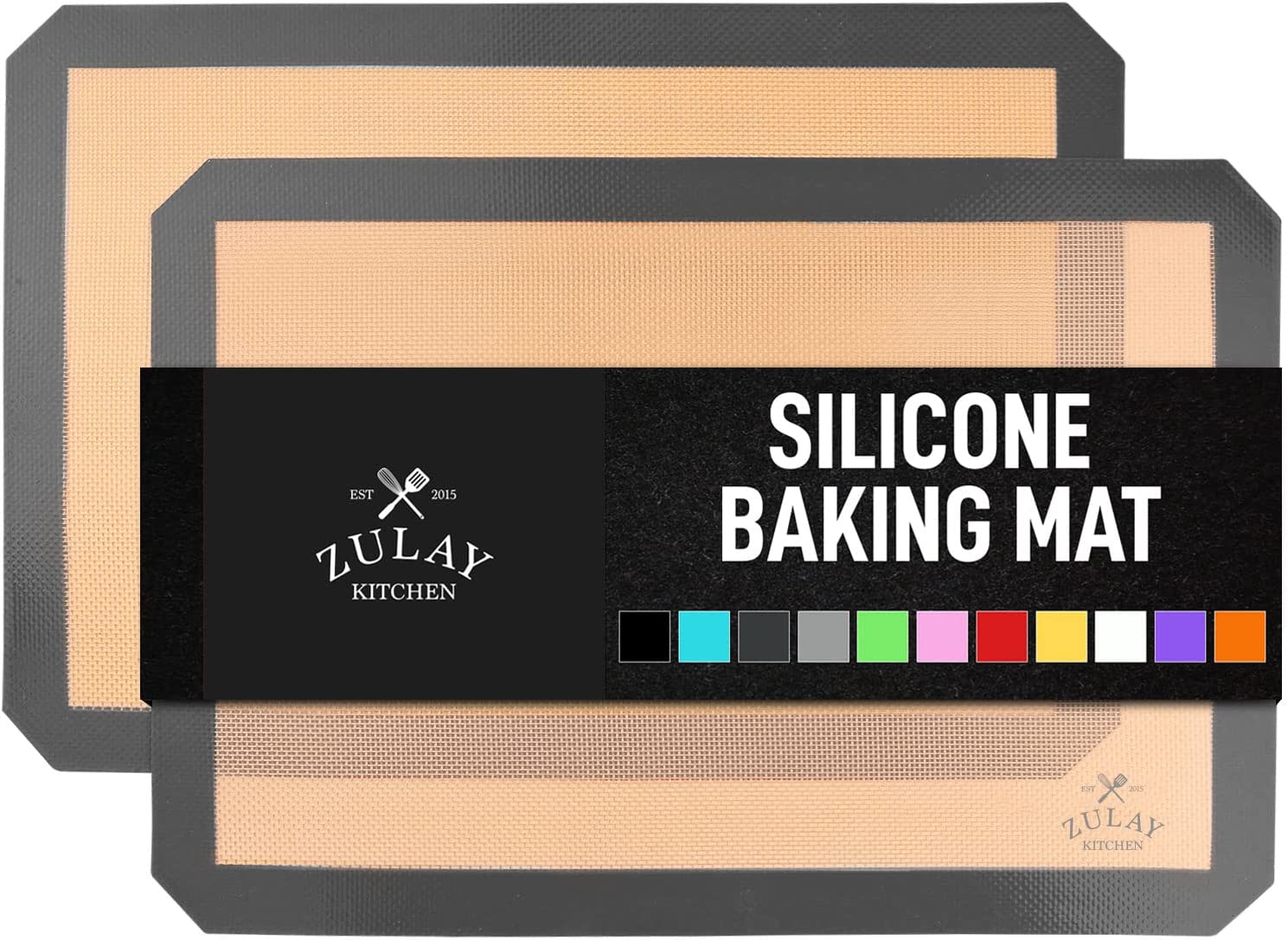 Silicone Baking Mat Set – 2-Pack 16.5″ × 11.6″ Reusable Non-Stick Silicone Baking Sheets, Food-Safe, Heat-Resistant up to 250°F – Perfect for Cookies, Pastries & Oven Use (Dark Gray)