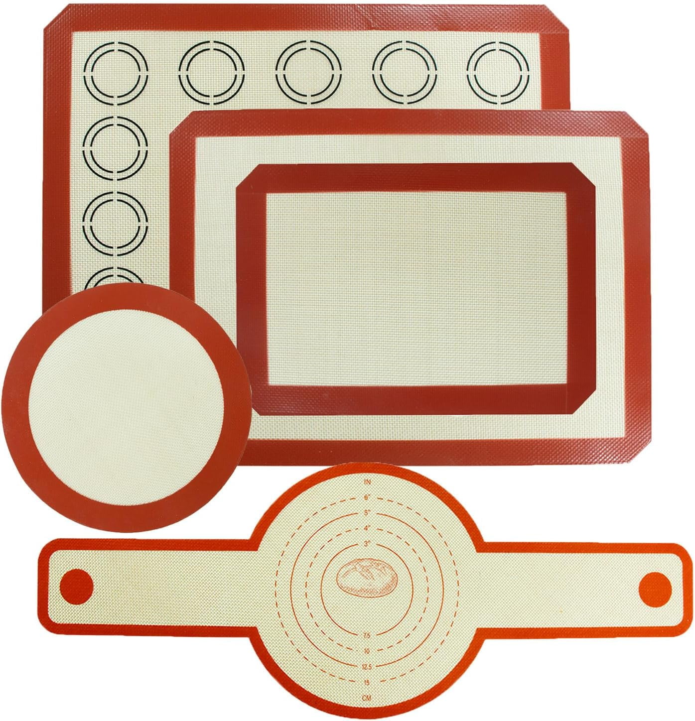 Silicone Baking Mat Set of 5, Non-Stick Food Grade Easy Clean Baking Mat, Reusable Oven Baking Mats for Baking, Making , Macarons, Bread, Pastry, Pizza