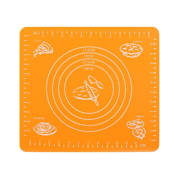 Silicone Baking Mat, Thick Large Non Stick Sheet Mat with Measurement, Non-slip Dough Rolling Mat, Reusable Food Grade Silicone Counter Mat for Making Cookies,Bread and Pastry, 1Pc(Orange,11.4x10.2")