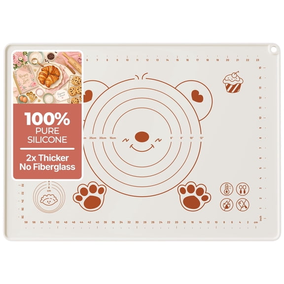 KissKing Large 28"x20" Silicone Pastry Mat, 100% Liquid Silicone, Non-Stick Anti-Slip Baking Mat