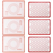6 Pack Silicone Baking Mat Set, Silicone Baking Sheet, 3 Silicone Pastry Mats for Rolling Dough, 3 Macaron Baking Mats for Oven Baking