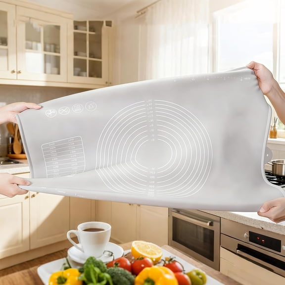 Silicone Baking Mat with Raised Lip, Ideal for Making Pastries, Bread, Cookies, Pizza, Fondant, Pasta
