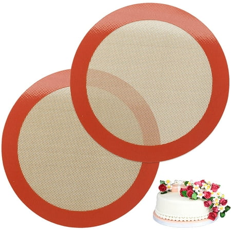 Silicone Baking Mats 2 PCS Round Silicone Mats for 9 Inch Cake Pan Non-Stick Reusable Cookie Sheet Liners for Baking Pans for Cake/Bread/Pizza/Macaron/Pastry/Cookie/Bun/Pie