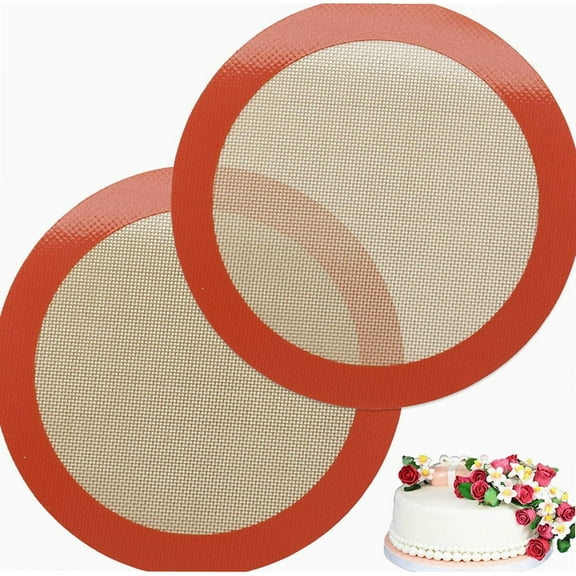 Silicone Baking Mats 2 PCS Round Silicone Mats for 9 Inch Cake Pan Non-Stick Reusable Cookie Sheet Liners for Baking Pans for Cake/Bread/Pizza/Macaron/Pastry/Cookie/Bun/Pie