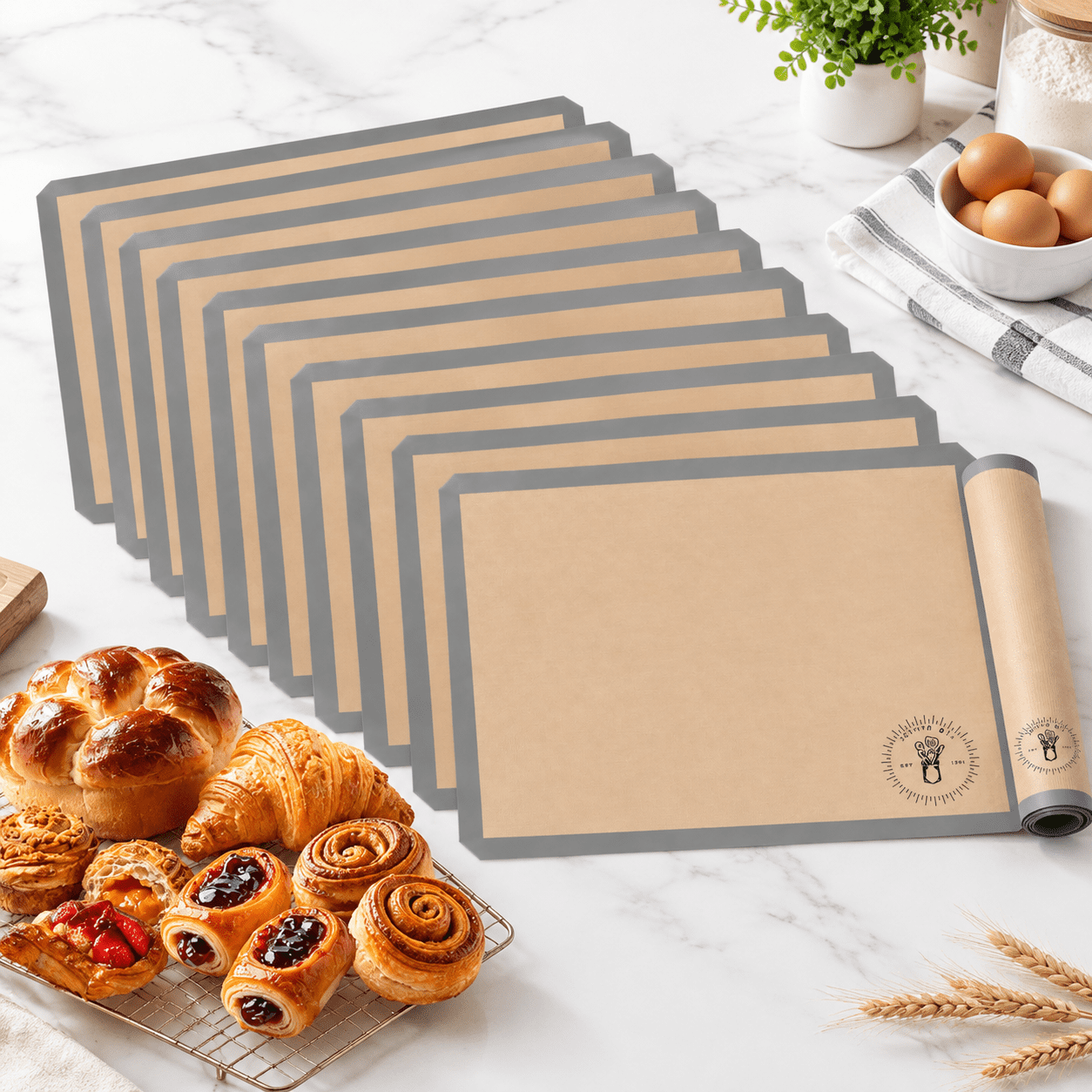 Silicone Baking Mats - Full Size Sheet Liners Pack Of 10 Gray - Walmart.com