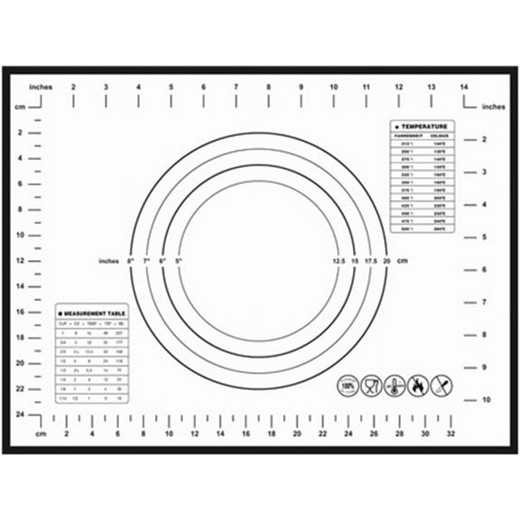 Silicone Baking Mats, Non Stick Dough kneading Mat with Measurement Non-Slip Silicone Pastry Rolling Mat Reusable Baking Roller Mat for Cake Pizza Bread Kitchen Table (M)